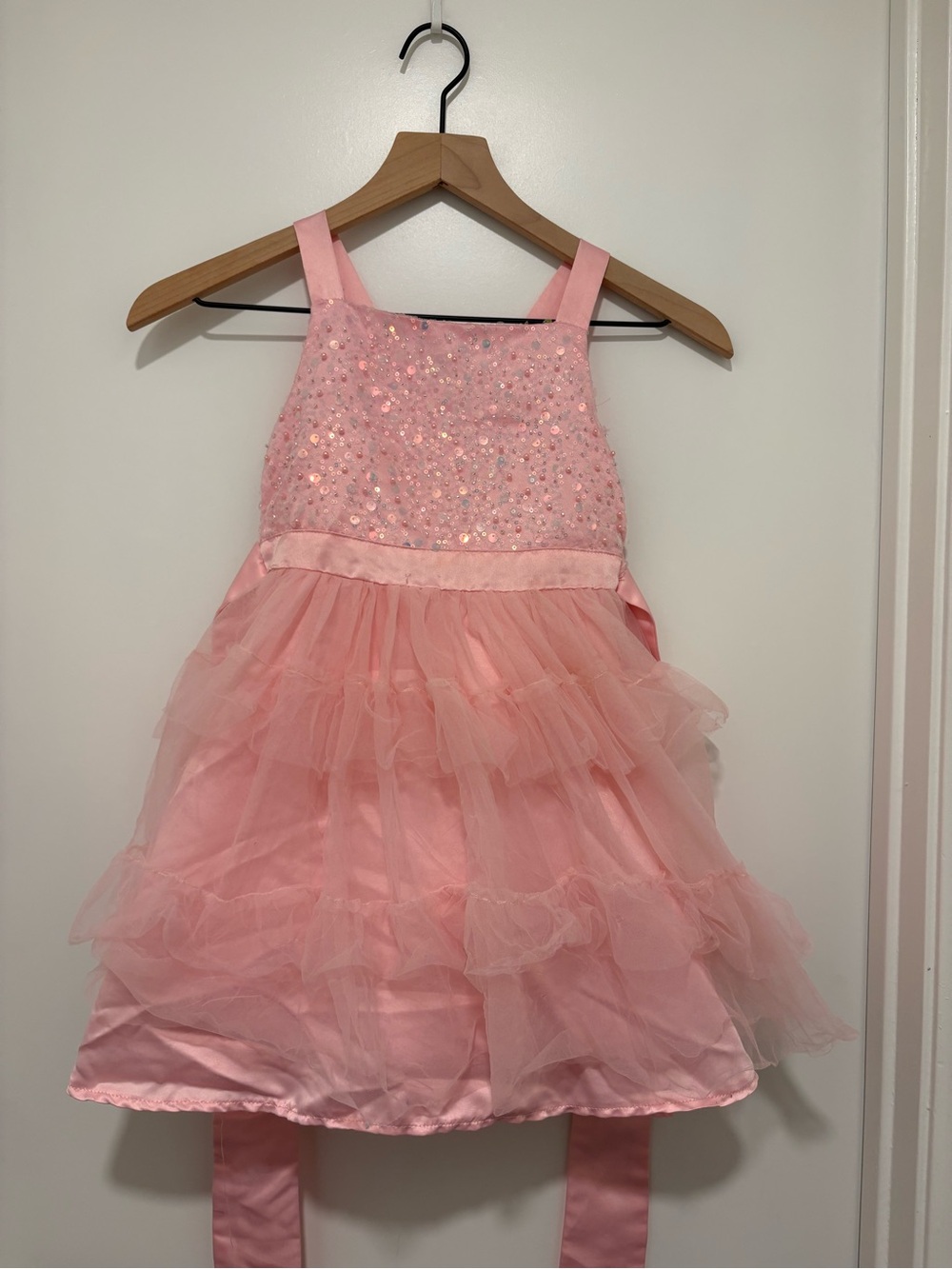 Badgley Mischka Pink Sequin Tulle Party Dress for Girls